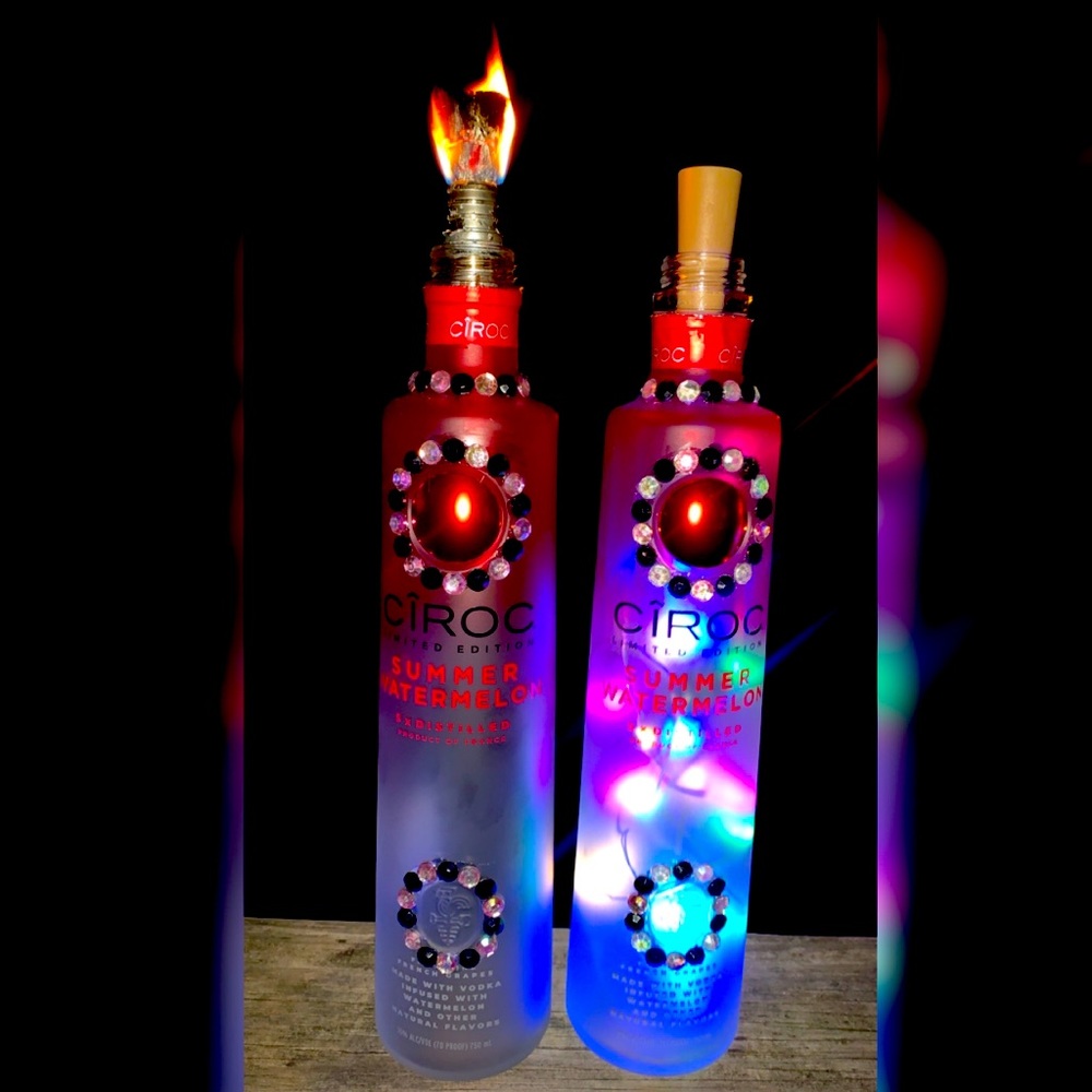 Ciroc Summer Watermelon Tabletop Tiki Torch/Fairy Light Lamp Deck Patio Decor